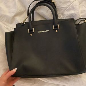 Michael Kors Saffiano black leather bag